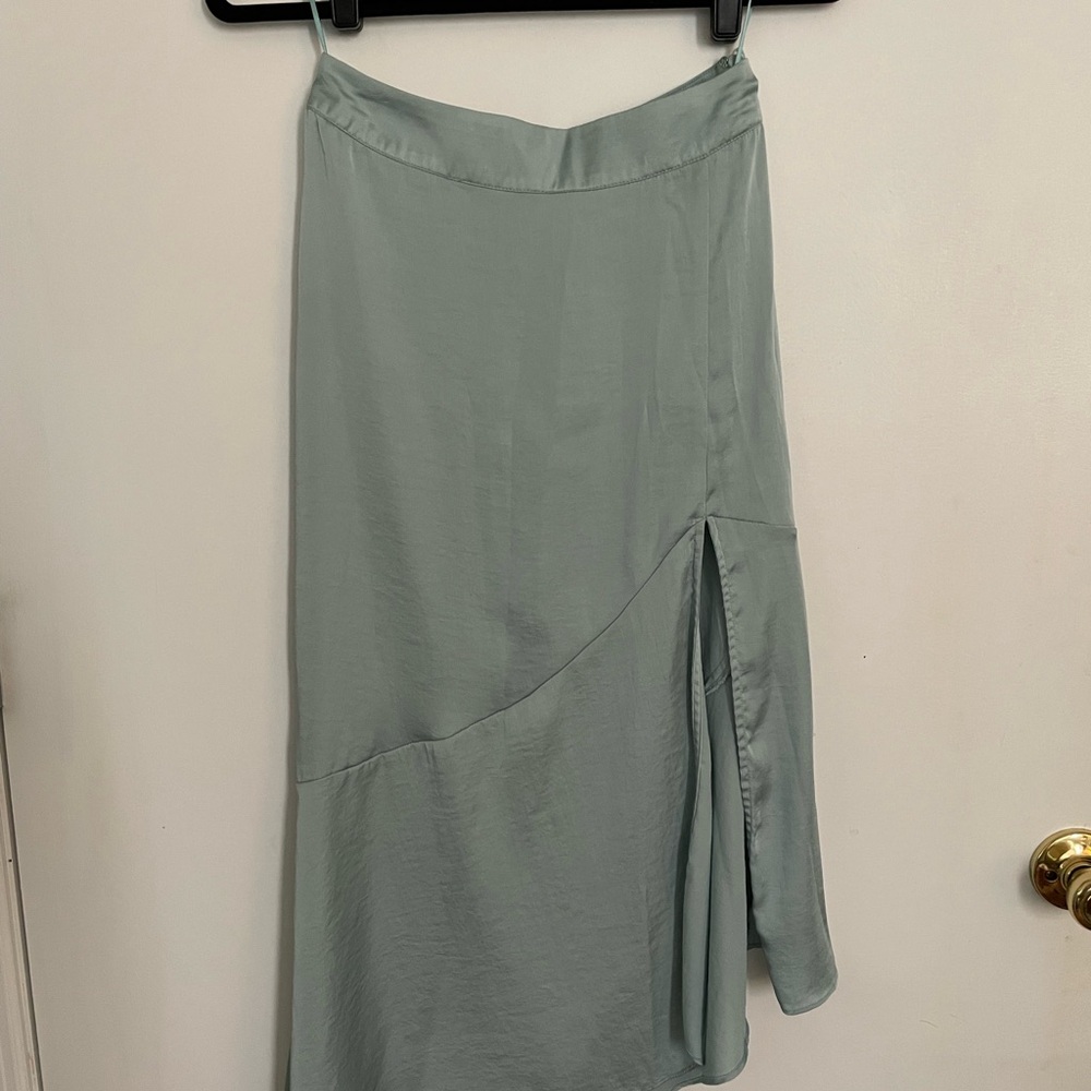 Free People Blue Midi Skirt Asymmetrical Slit